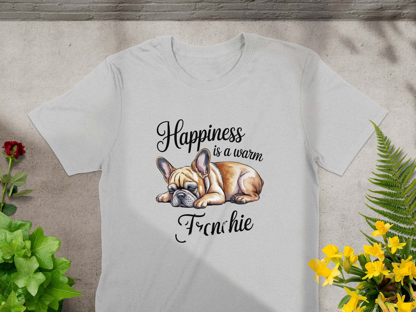 Happiness is a warm Frenchie graphic t-shirt product