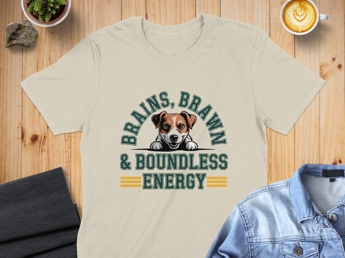 Brains Brawn and Boundless Energy Dog Shirt product