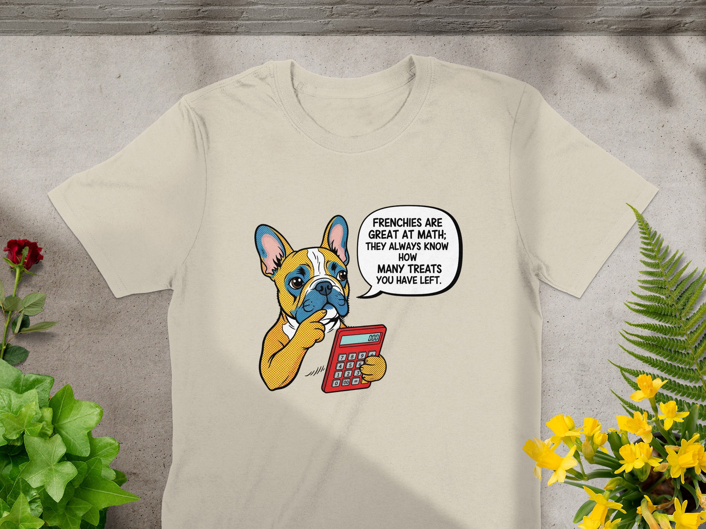 Cute French Bulldog with Calculator Graphic Tee product