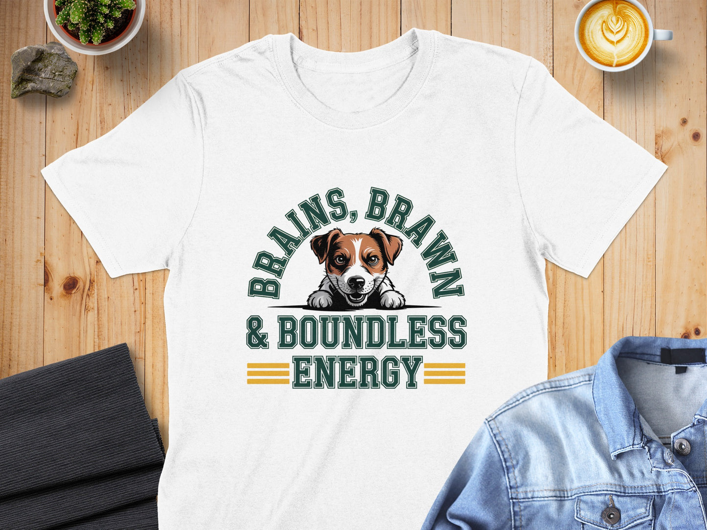 Brains Brawn Boundless Energy Dog Graphic T-Shirt product
