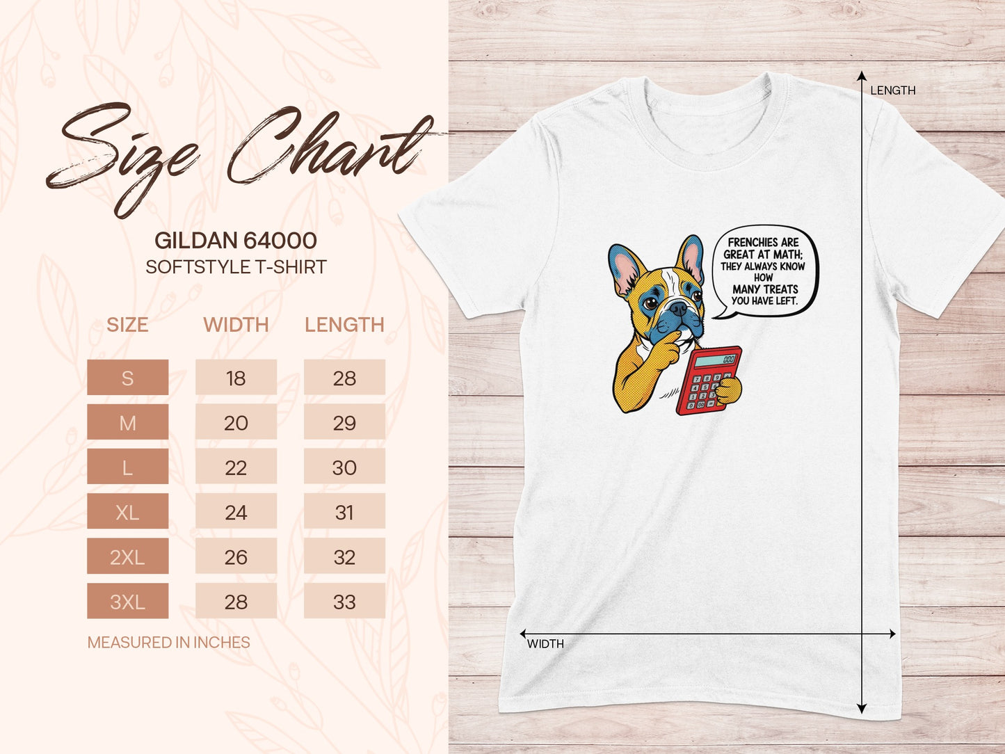 French Bulldog with Calculator Graphic T-shirt product