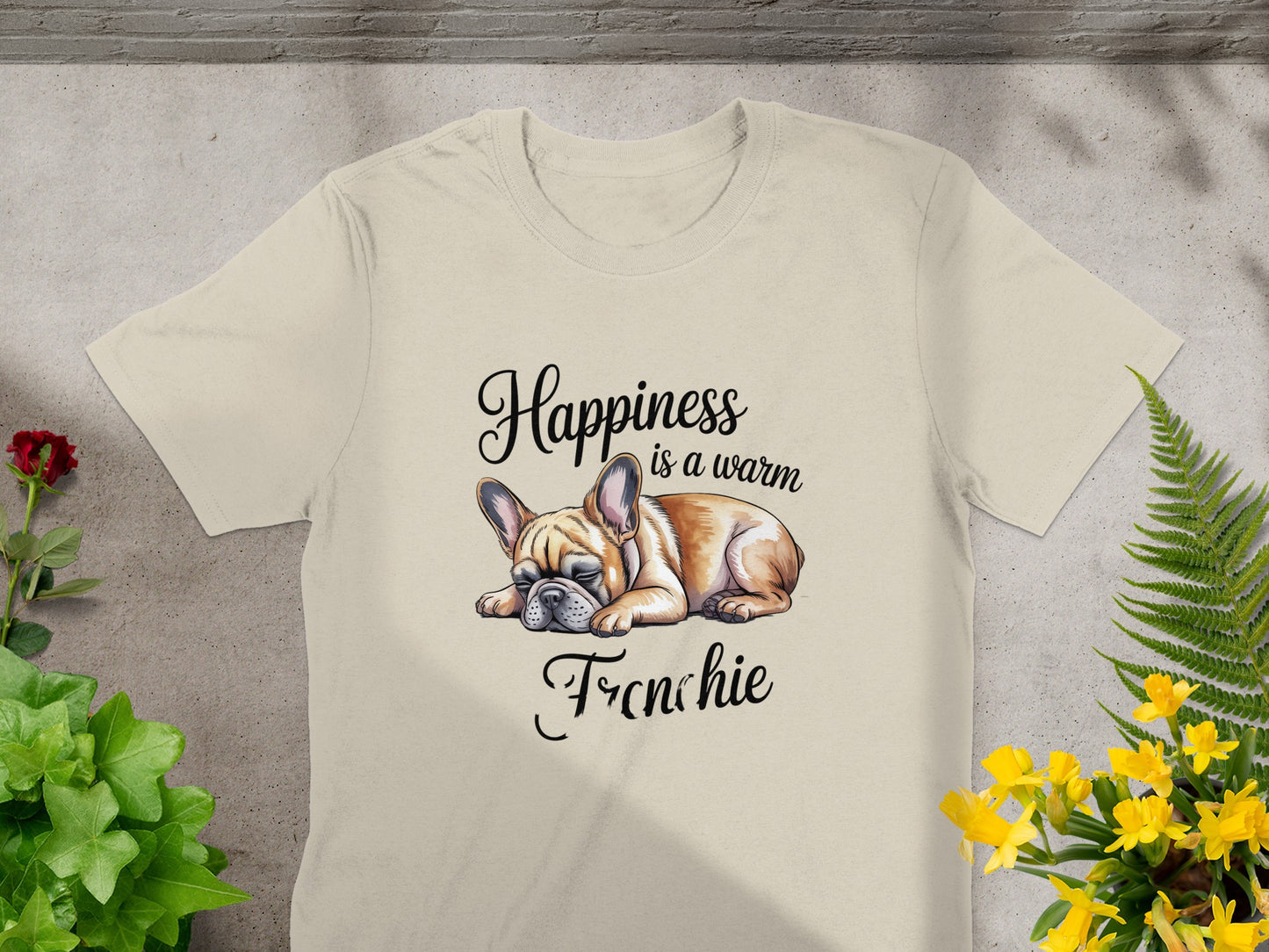 Happiness is a warm Frenchie graphic tee product