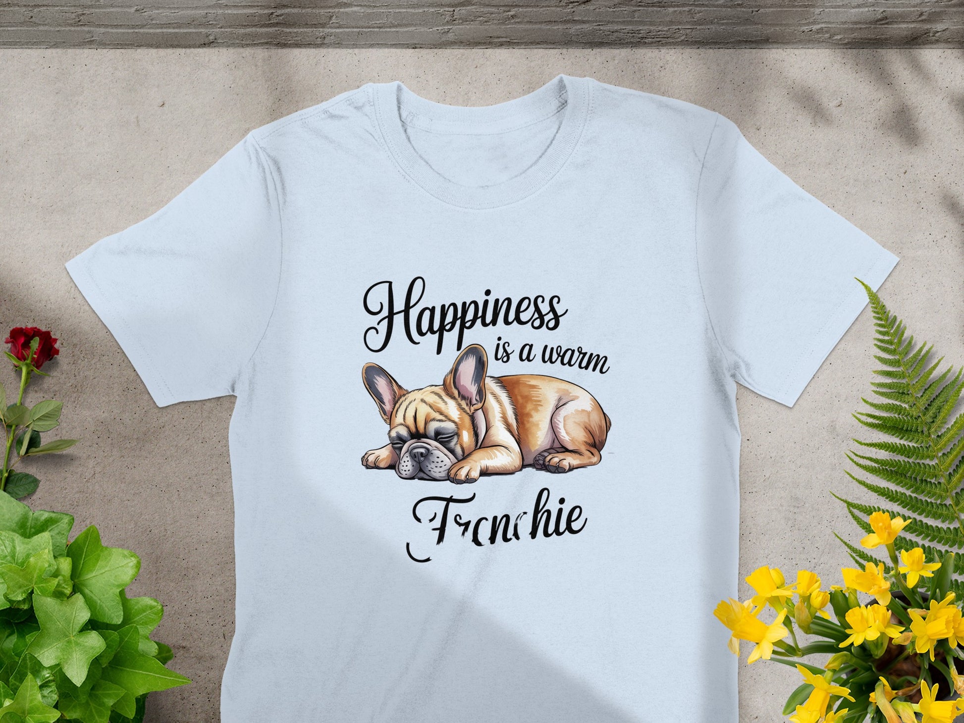 Happiness is a warm Frenchie dog graphic tee product