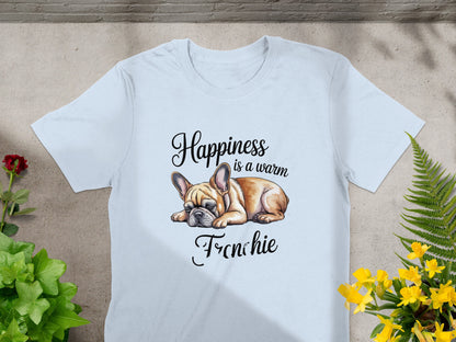 Happiness is a warm Frenchie dog graphic tee product