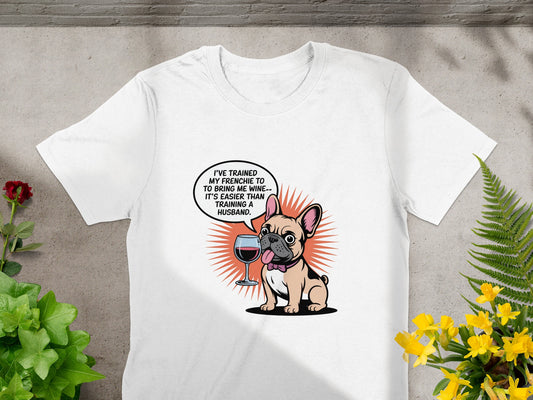 Frenchie Dog Training to Bring Wine Funny T-shirt product