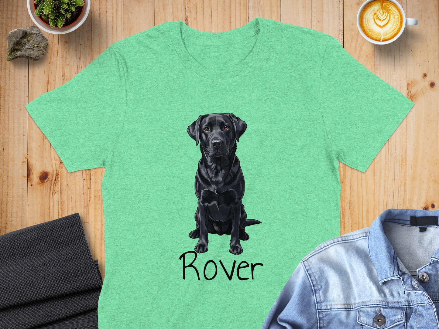 Adorable Black Labrador Print Green Rover T-shirt product