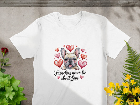 Frenchies Never Lie About Love Graphic T-Shirt product type
