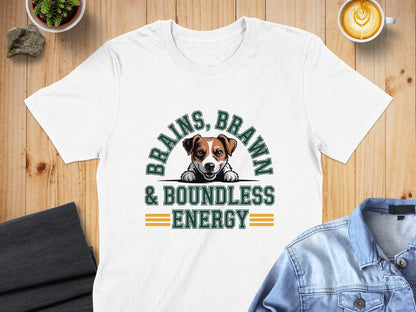 Brains Brawn Boundless Energy Dog Graphic T-Shirt product