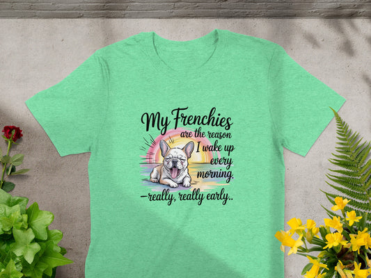 My Frenchies Wake Me Up Every Morning Green Shirt product